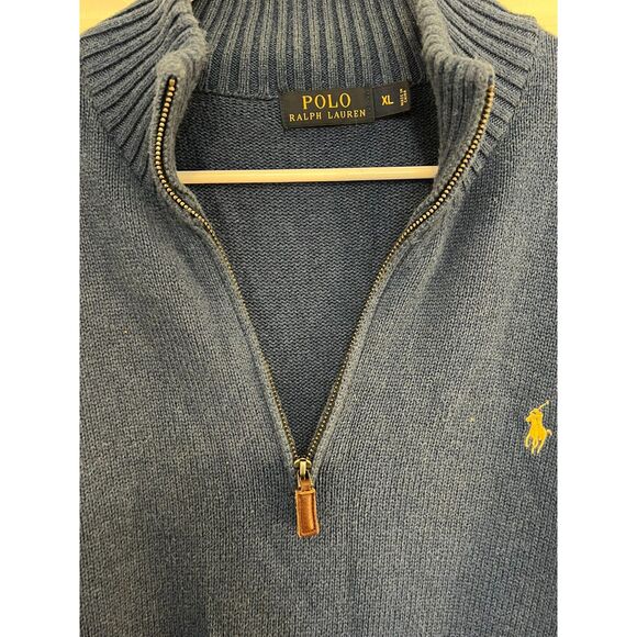 Polo Ralph Lauren Blue 1/4 zip pullover sweater mens XL 100% cotton knit - Picture 4 of 9